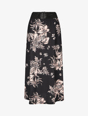Jupe longue à imprimé fleuri à taille haute - Noir - 4
