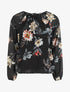 Blouse en voile à imprimé fleuri - Noir - 1
