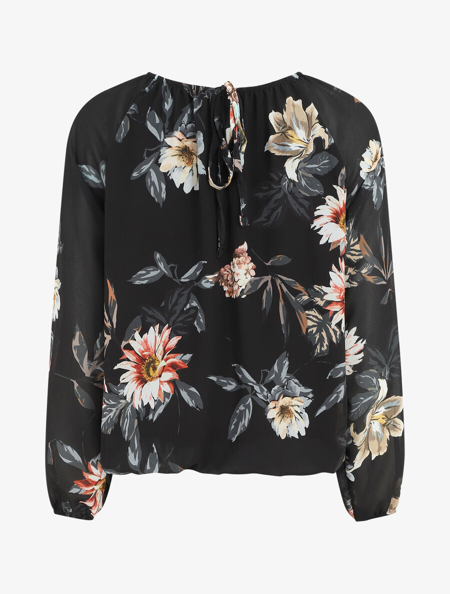Blouse en voile à imprimé fleuri - Noir - 2