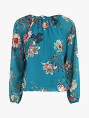 Blouse en voile à imprimé fleuri - Bleu canard - 4