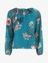 Blouse en voile à imprimé fleuri - Bleu canard - 4