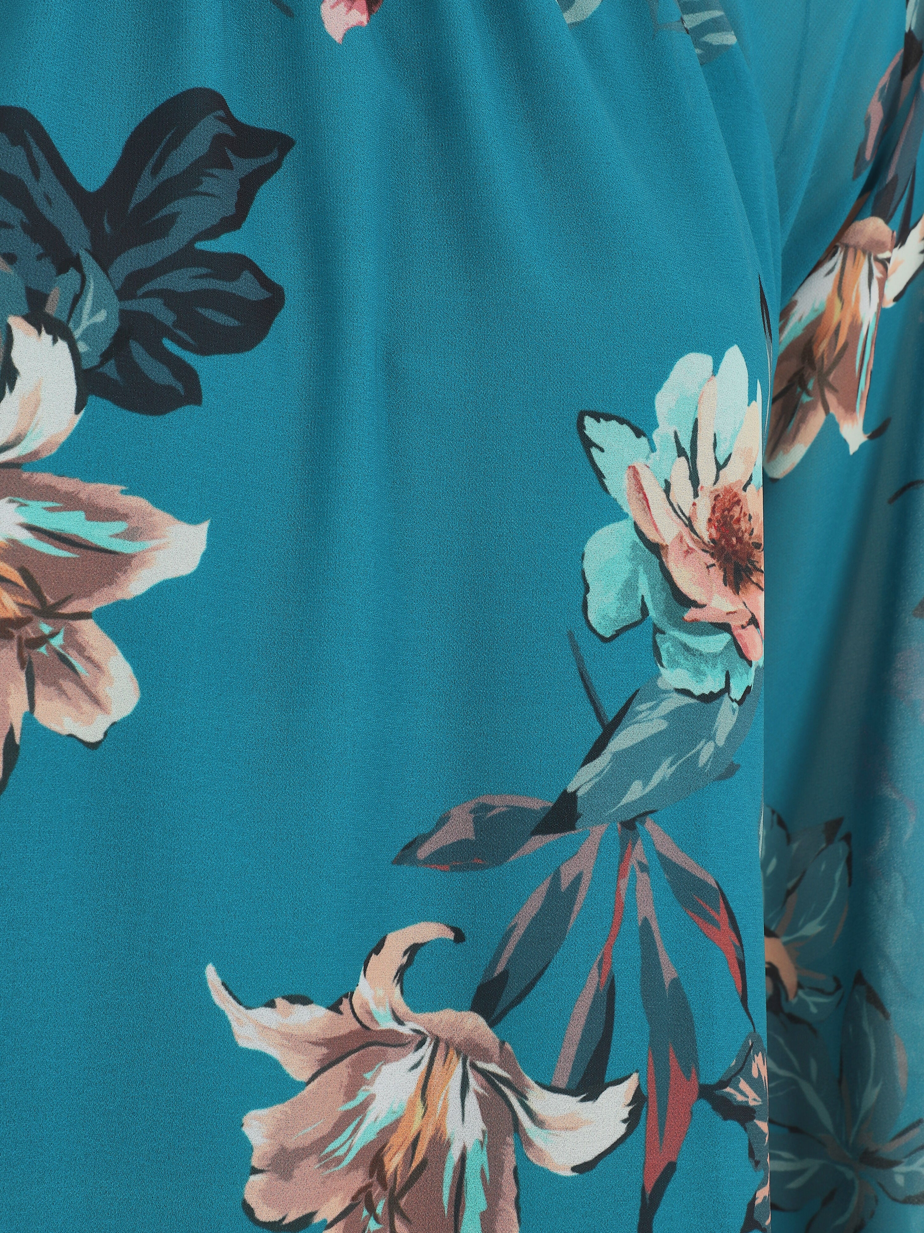 Blouse en voile à imprimé fleuri - Bleu canard - 3