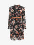 Robe évasée col montant imprimé fleurs sauvages - Noir - 4