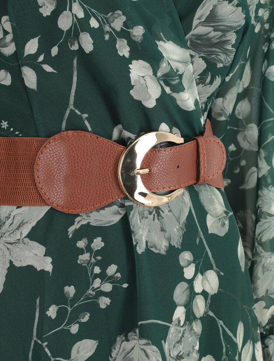 Robe mi-longue à imprimé fleuri - Vert sapin - 3