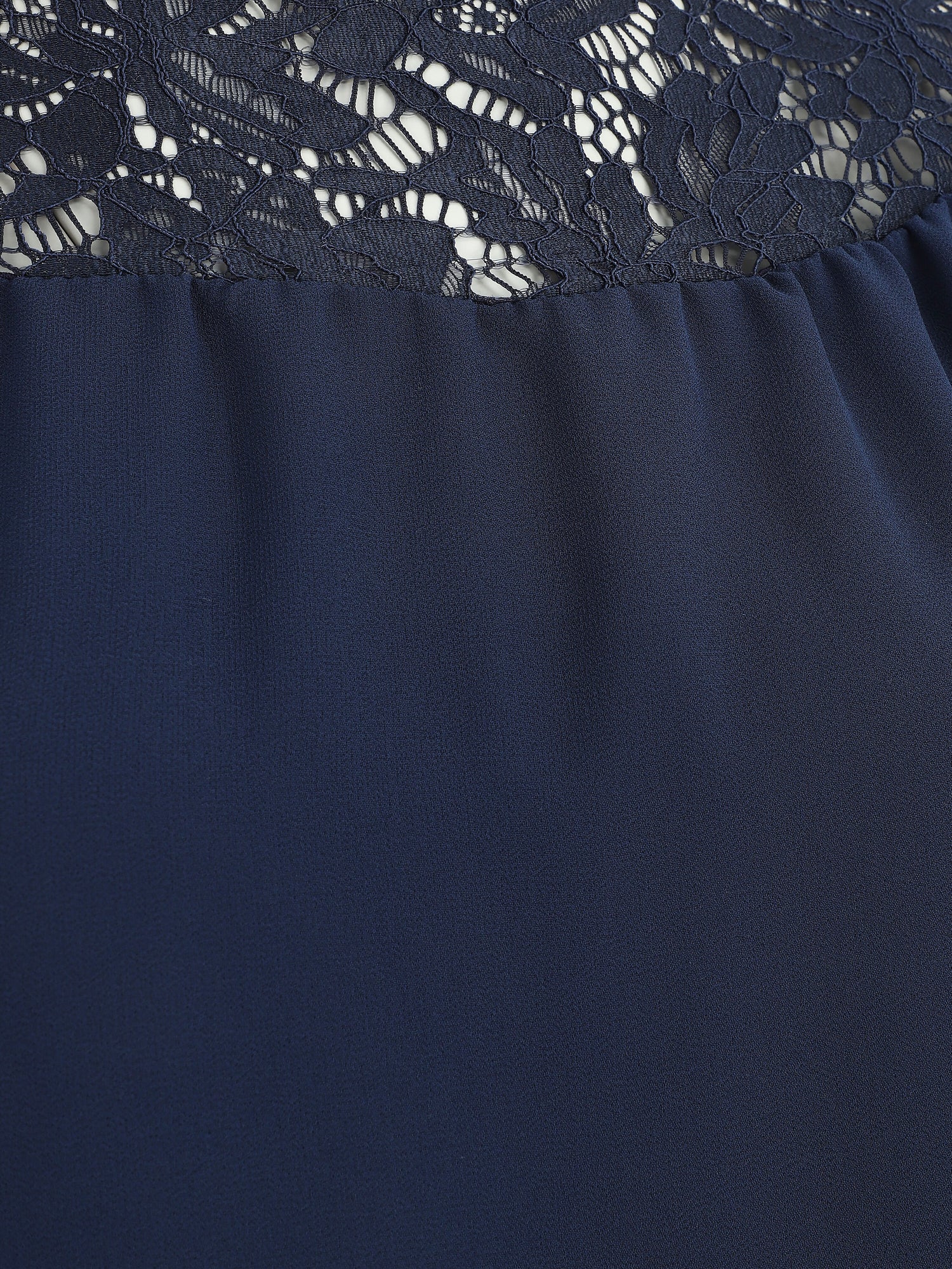 Blouse en voile coupe boule et dentelle - Marine - 3