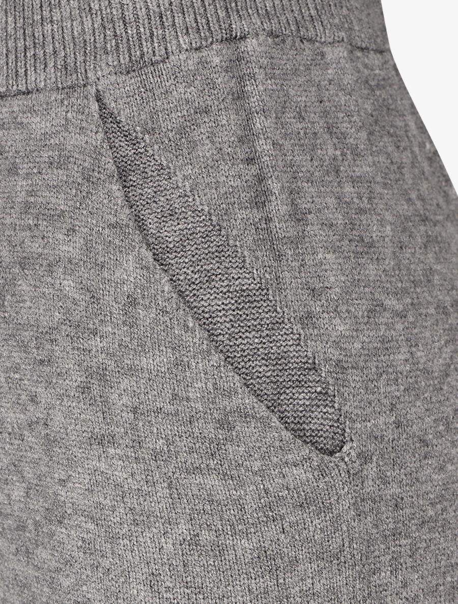 Pantalon uni en maille - Gris - 3