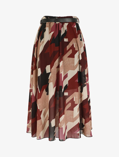 Jupe longue imprimé graphique à taille élastiquée - Mauve - 2