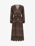 Robe longue empire imprimé fleurs baroques - Noir - 1
