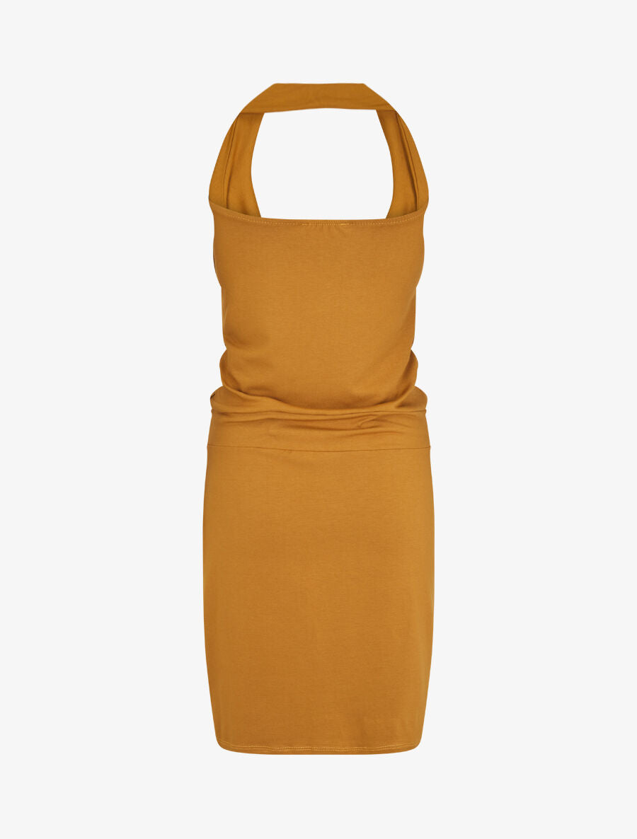 Robe à dos nu et col bénitier - Moutarde - 2