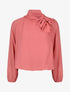 Blouse ample unie col lavallière - Rose - 1