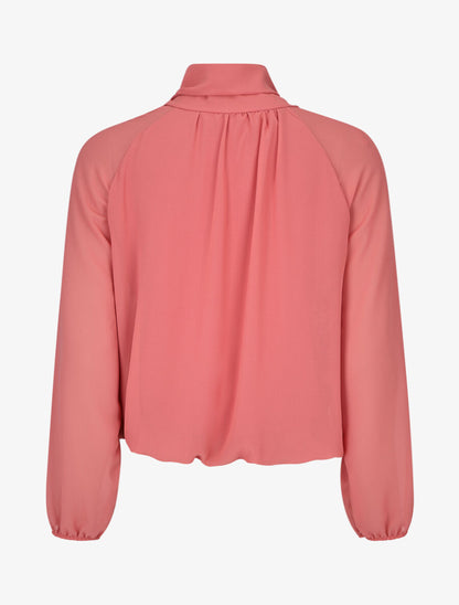 Blouse ample unie col lavallière - Rose - 2
