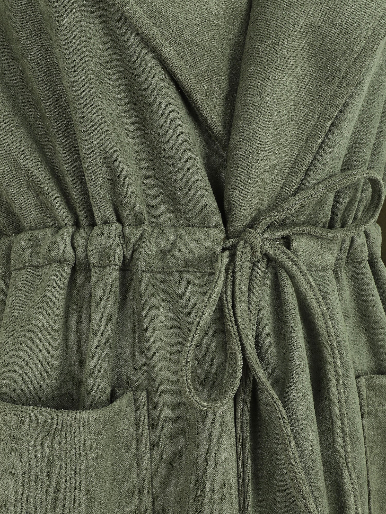 Trench oversize mi-long en suédine - Kaki - 3