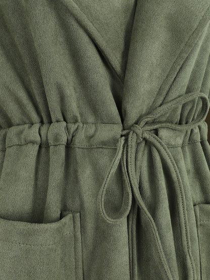 Trench oversize mi-long en suédine - Kaki - 3