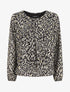 Blouse ample en voile imprimé feuilles irisées - Noir - 1