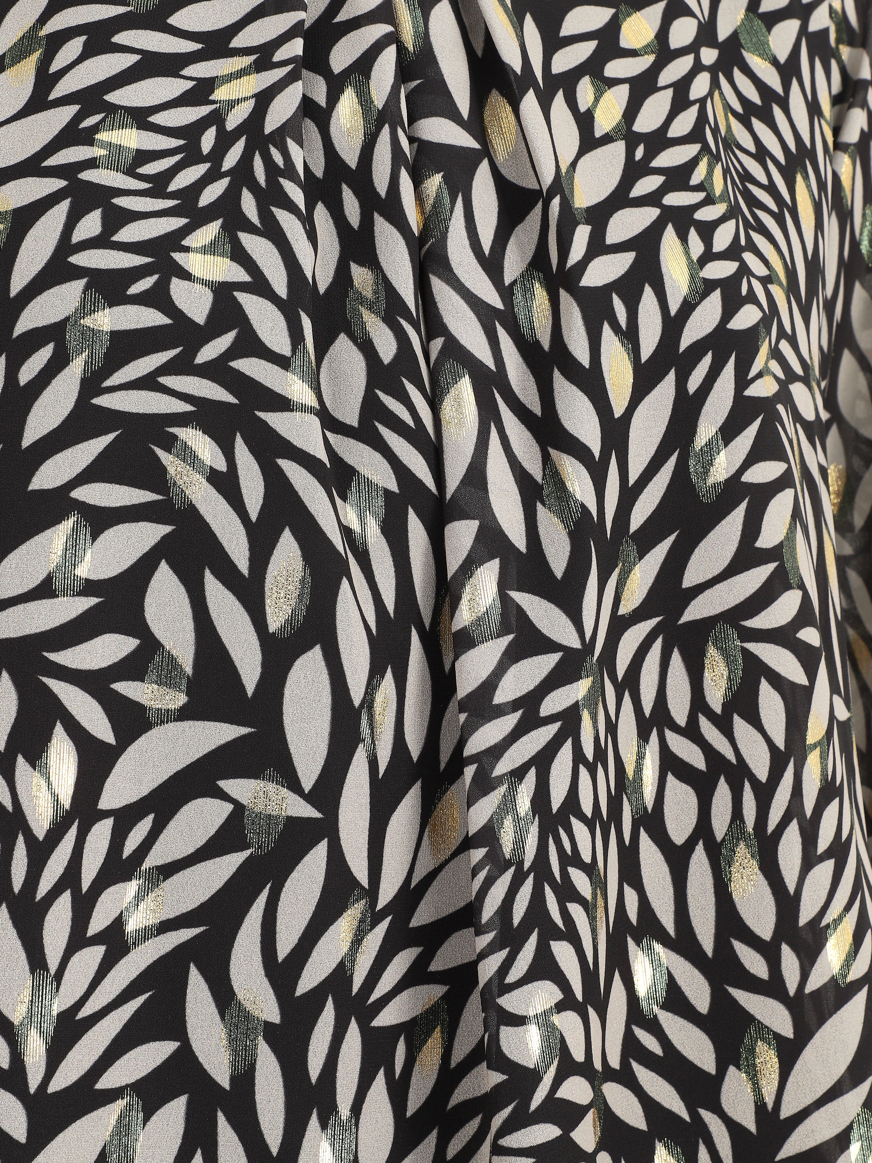 Blouse ample en voile imprimé feuilles irisées - Noir - 3