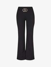 Pantalon flare taille haute à boucle - Noir - 4