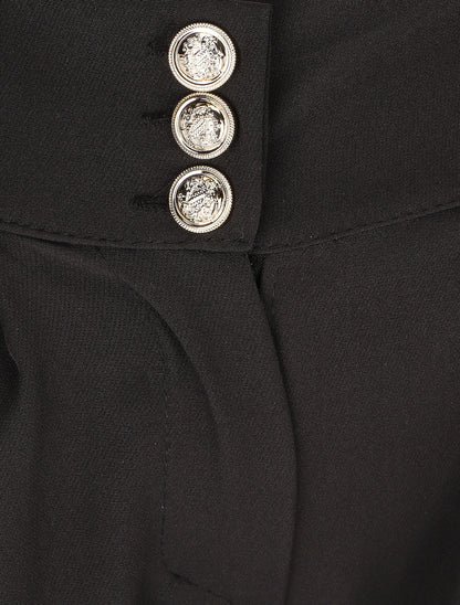 Pantalon uni à taille élastiquée - Noir - 3