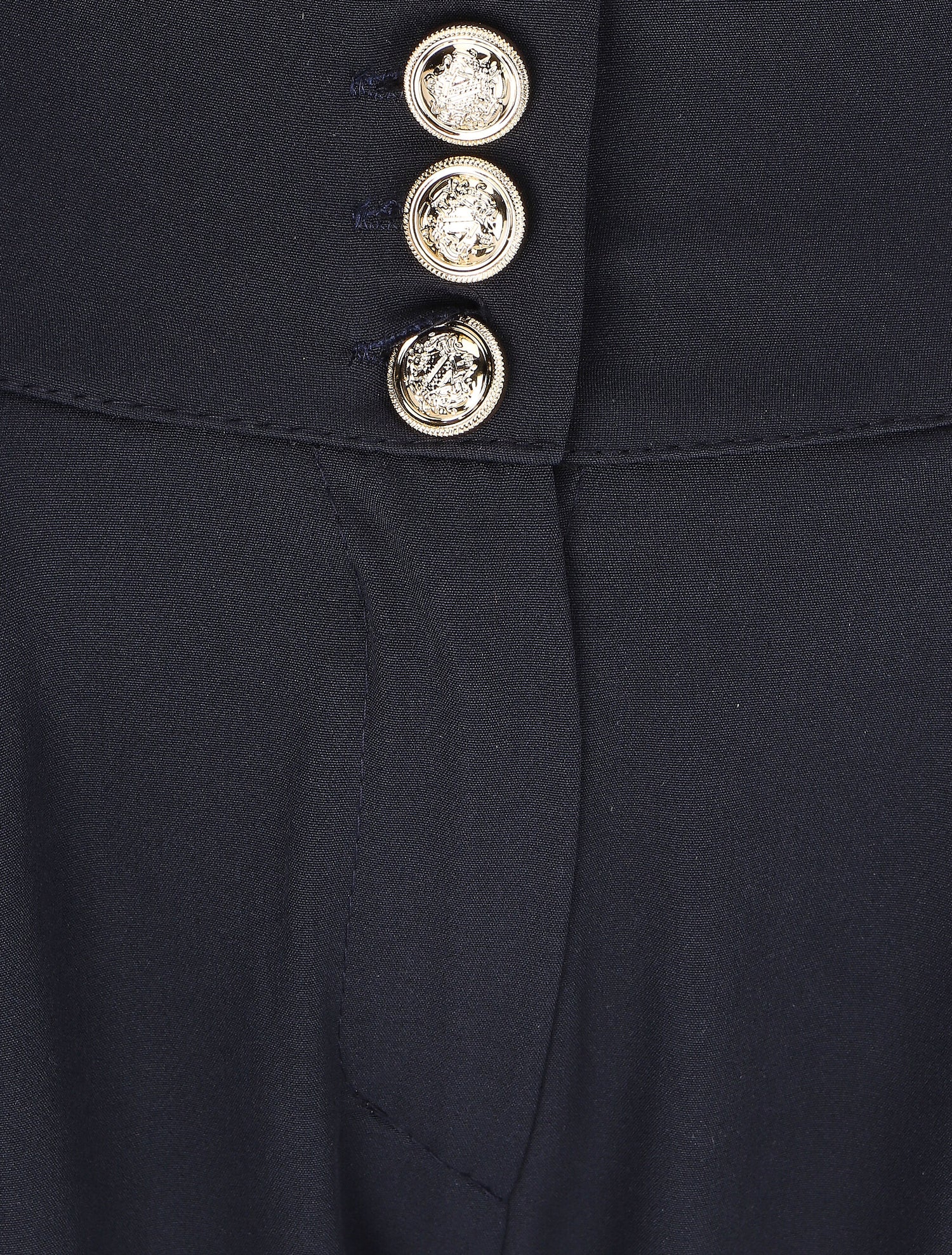 Pantalon uni à taille élastiquée - Marine - 3