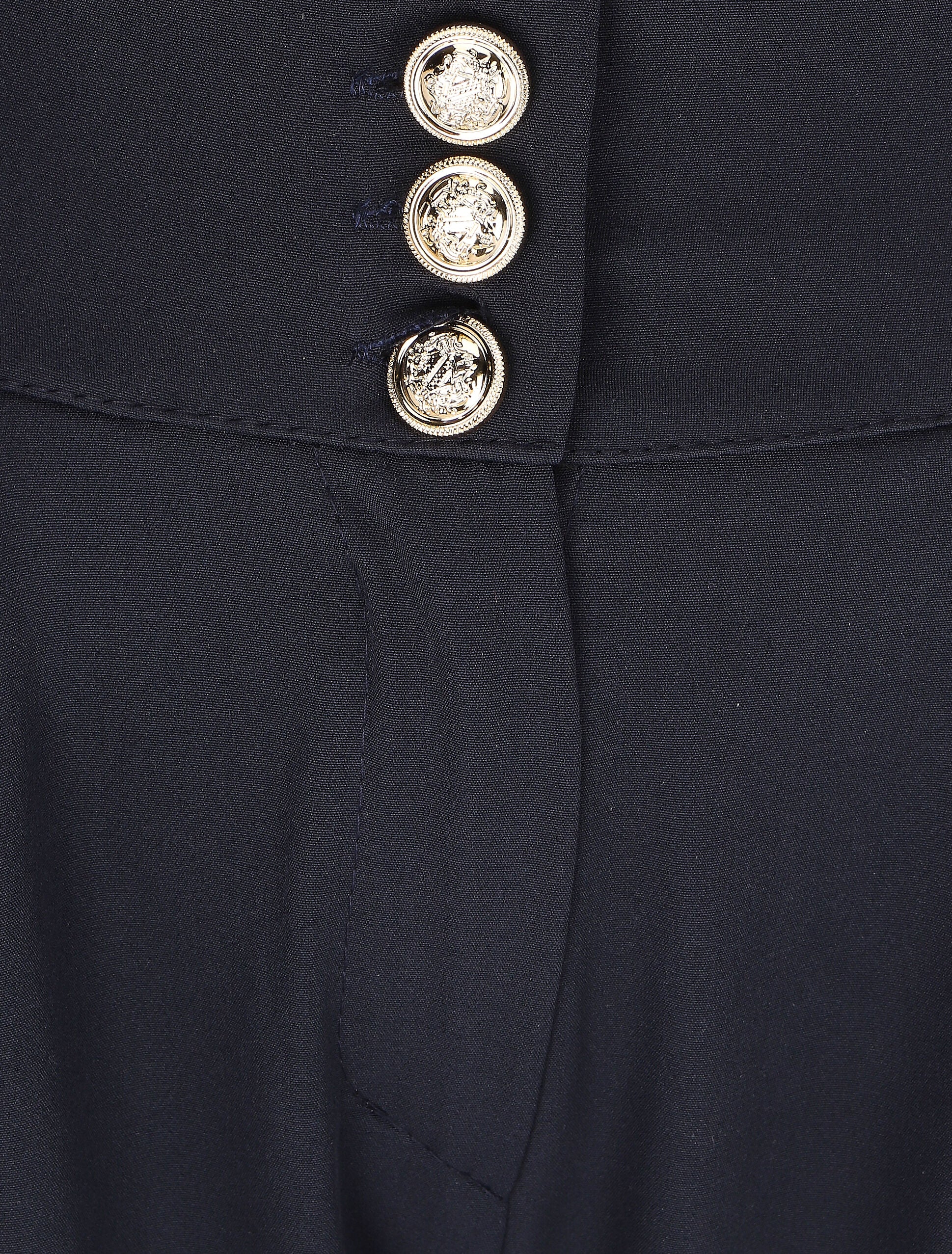 Pantalon uni à taille élastiquée - Marine - 3