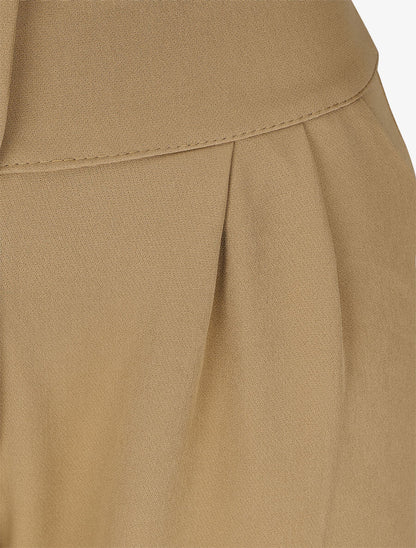 Pantalon uni à taille élastiquée - Camel - 3