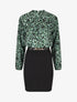 Robe bicolore à imprimé feuillage - Vert sapin - 1