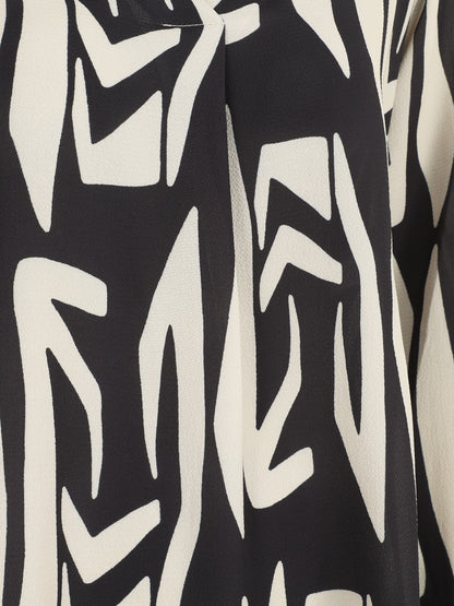 Blouse fluide à imprimé graphique - Noir - 3