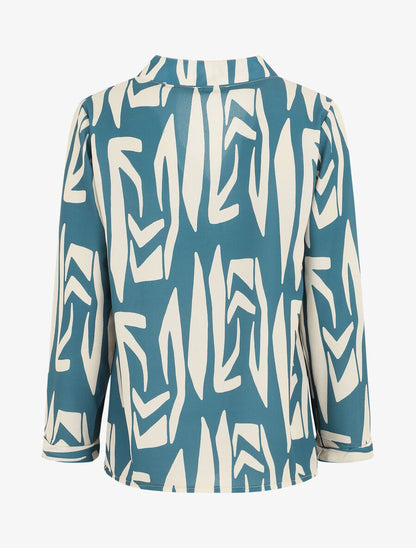 Blouse fluide à imprimé graphique - Bleu canard - 2