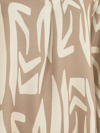 Blouse fluide à imprimé graphique - Beige - 3