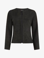 Veste ouverte en suédine - Noir - 1