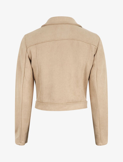 Perfecto court en suédine - Beige - 2