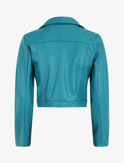 Perfecto court en simili - Bleu canard - 2