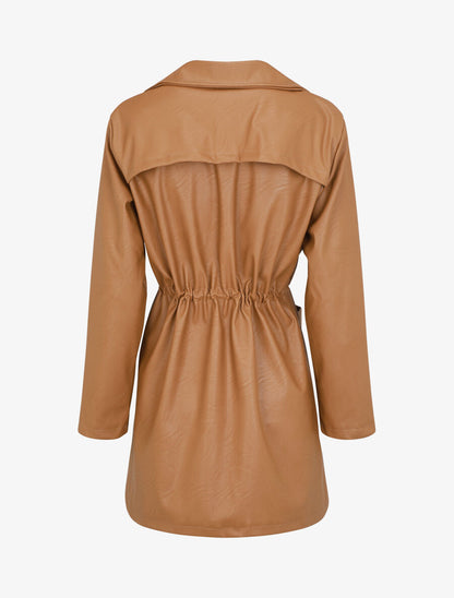 Veste mi-longue en simili - Camel - 2