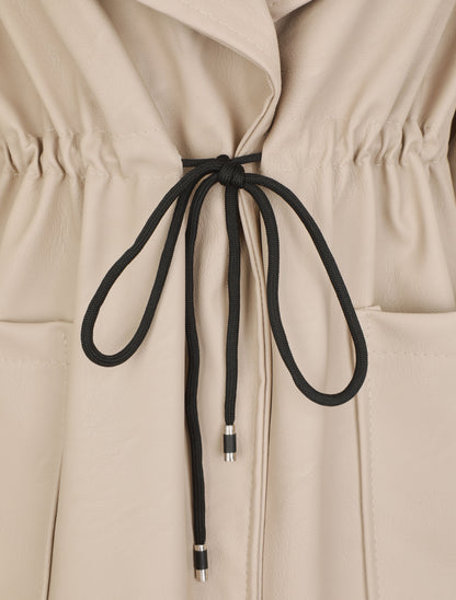Veste mi-longue en simili - Beige - 3