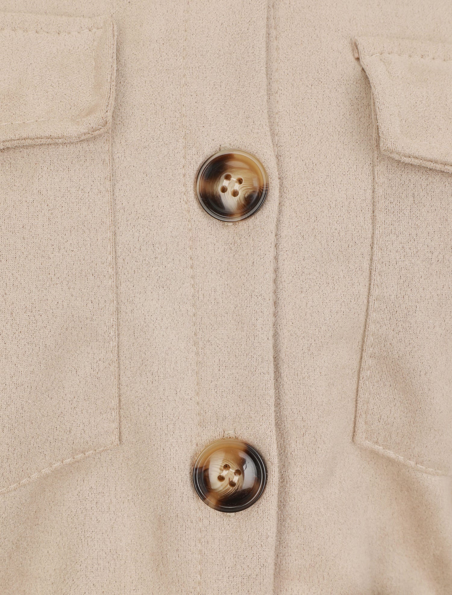 Surchemise uni en suédine - Beige - 3