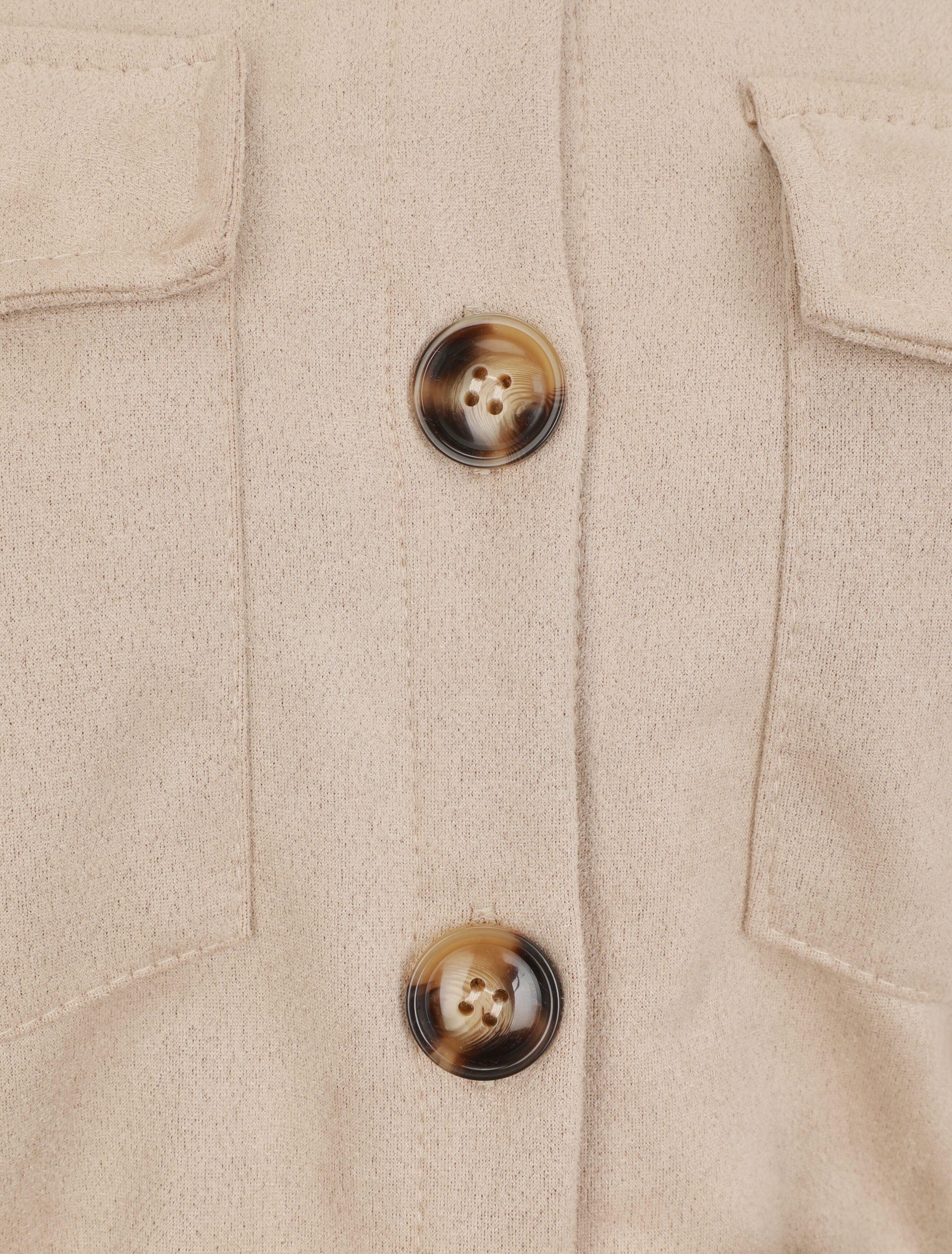 Surchemise uni en suédine - Beige - 3