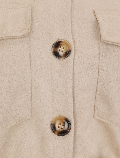 Surchemise uni en suédine - Beige - 3