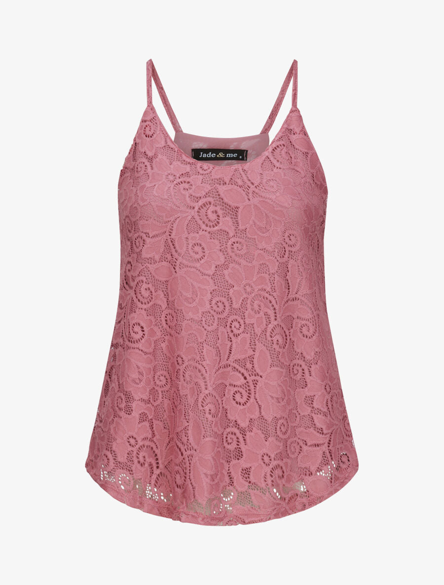 Débardeur en dentelle à dos nageur - Vieux rose - 4