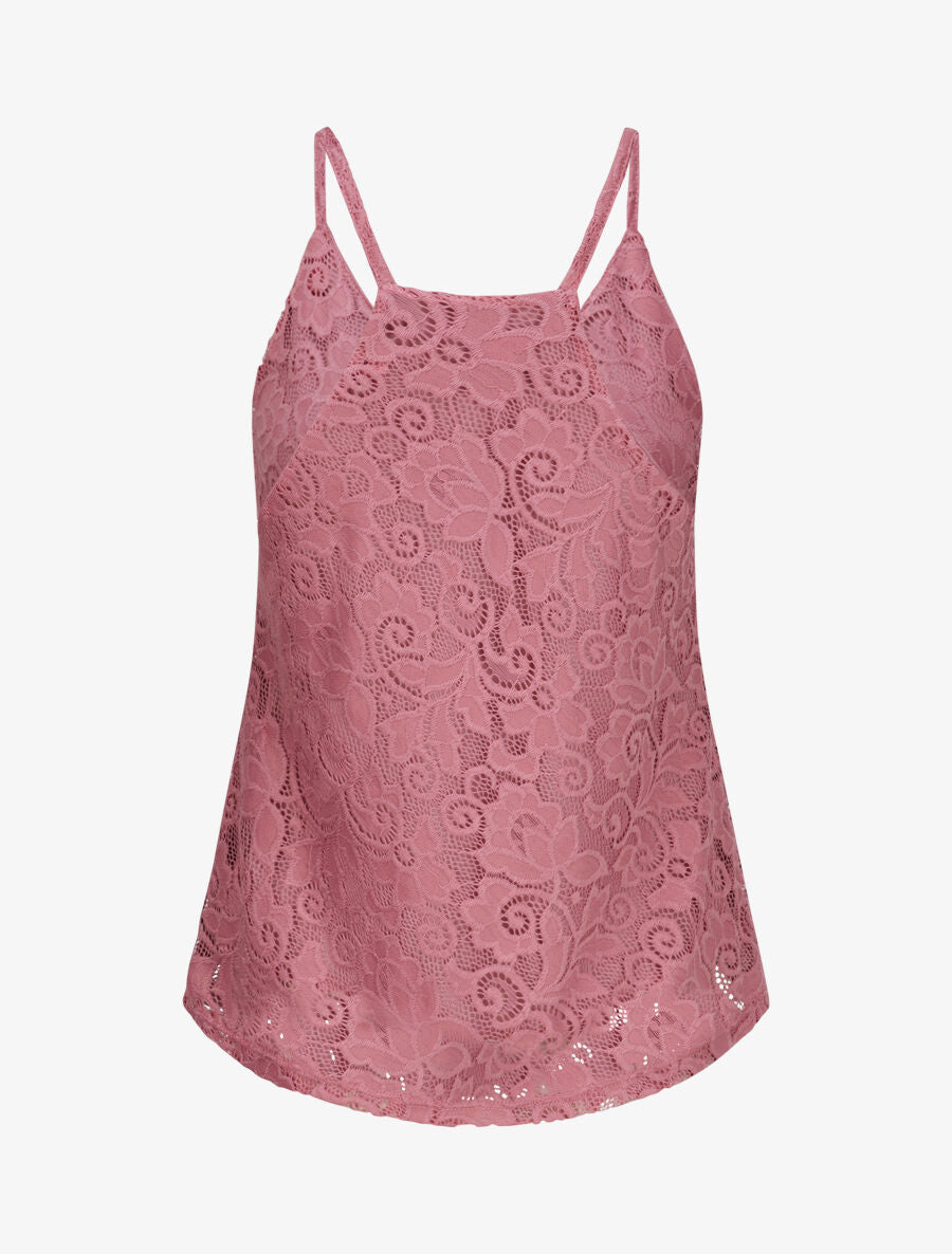Débardeur en dentelle à dos nageur - Vieux rose - 2