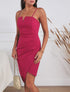 Robe ajustée effet drapé et fines bretelles - Mauve - 1