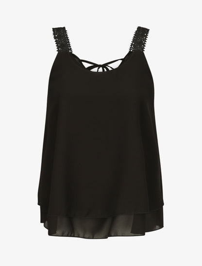 Top en voile fin transparent - Noir - 4