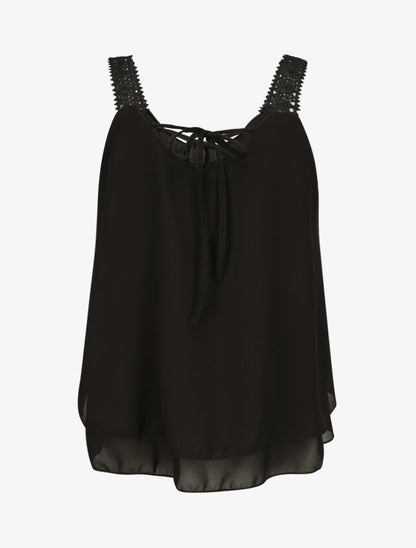 Top en voile fin transparent - Noir - 2