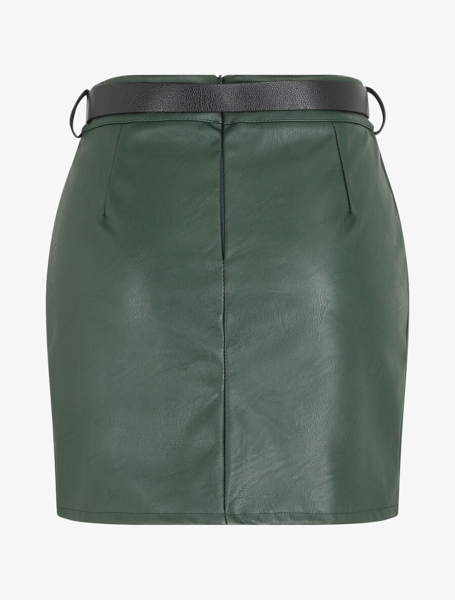 Jupe courte en simili - Vert sapin - 2