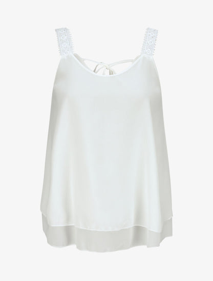 Top en voile fin transparent - Blanc - 4