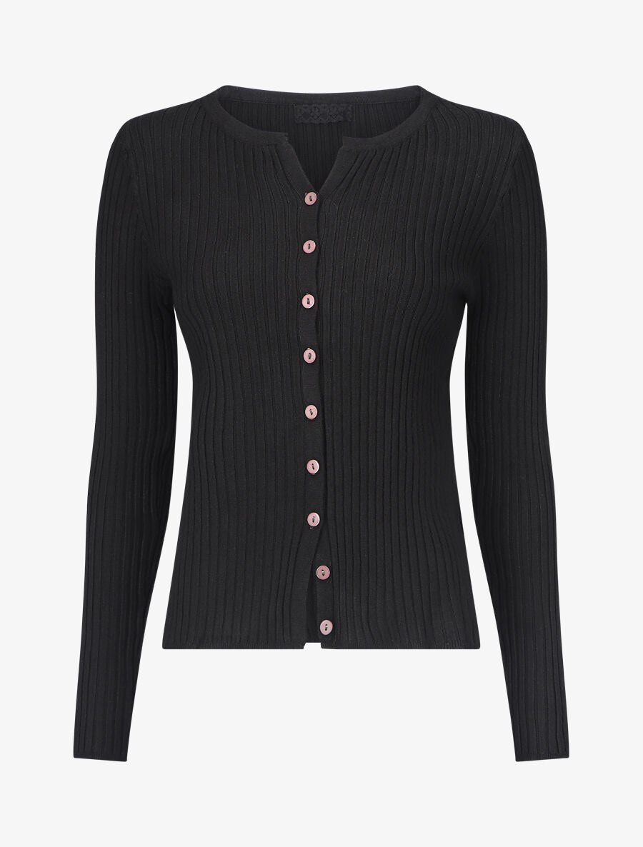 Gilet uni côtelé coupe ajustée - Noir - 4