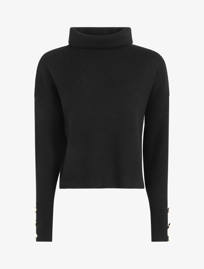 Pull court col roulé - Noir - 4
