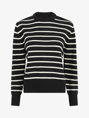 Pull marinière à boutons - Noir - 1