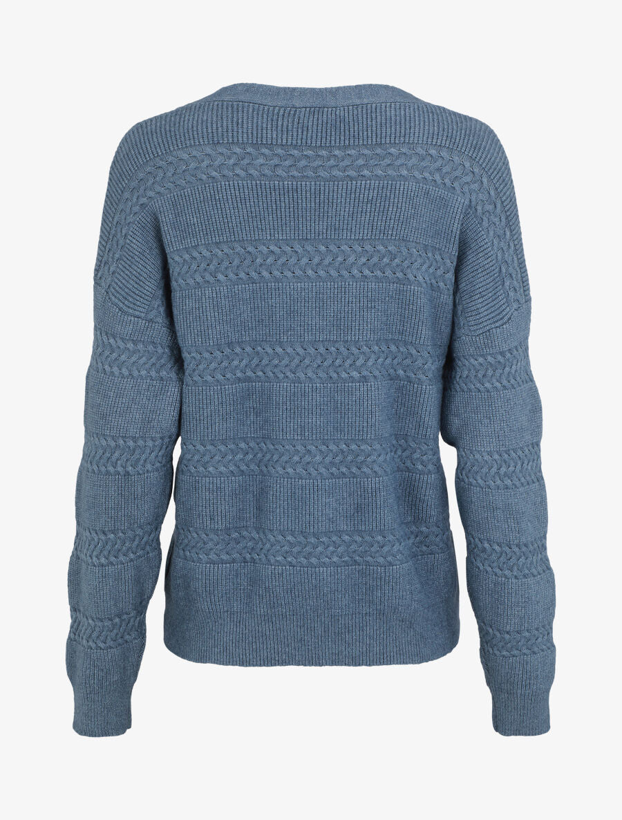 Cardigan uni à coupe carré et effet texturé - Bleu - 3