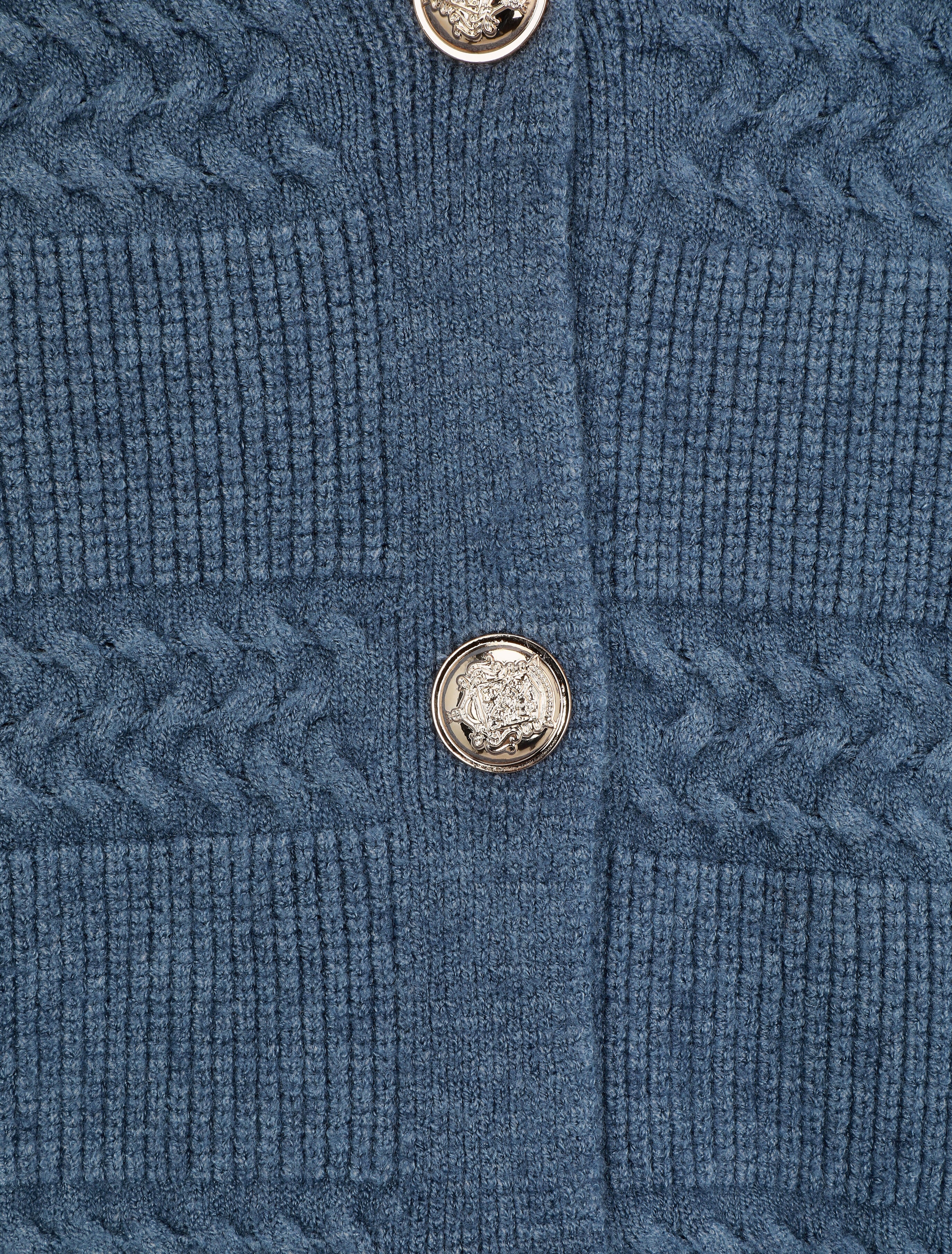 Cardigan uni à coupe carré et effet texturé - Bleu - 4