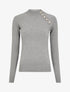 Pull uni à col montant et boutons décoratifs - Gris - 1