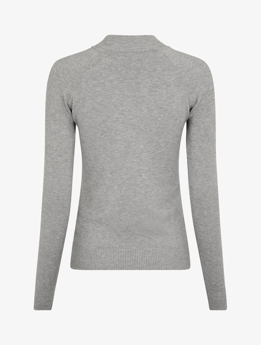 Pull uni à col montant et boutons décoratifs - Gris - 2